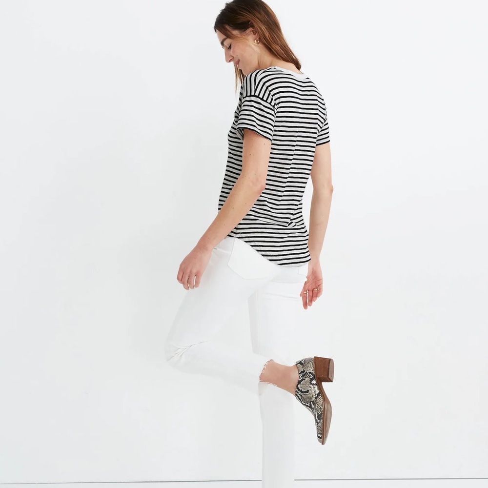 Madewell Whisper Cotton Rib-Crewneck Tee in Bridgewater Stripe - Picture 2 of 4